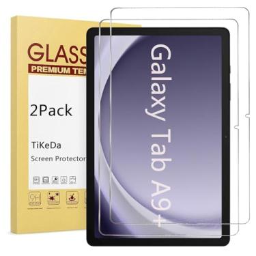 Imagem de TiKeDa Pacote com 2 protetores de tela para Samsung Galaxy Tab A9 Plus 11 polegadas versão 2023, película transparente HD de vidro temperado compatível com capas para tablet Samsung A9+ 5G