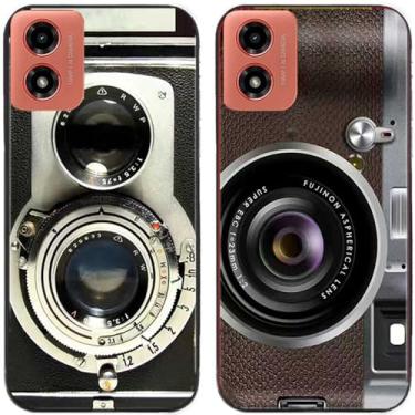 Imagem de 2 peças impressas TPU gel silicone capa traseira para celular Motorola Moto G04 (câmera)