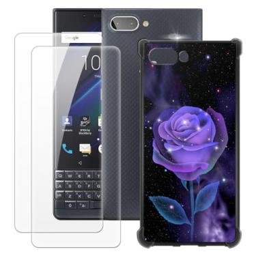 Imagem de MILEGOO Capa para BlackBerry Key 2 LE + 2 peças protetoras de tela de vidro temperado, capa ultrafina de silicone TPU macio à prova de choque para BlackBerry Athena (11,4 cm) rosa