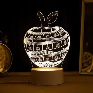 Imagem de PopLumos - Luminária led 3d, Maça com fita métrica, Nutricionista