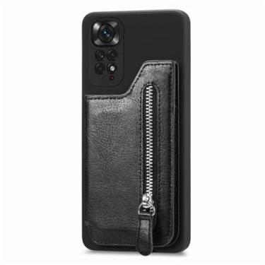 Imagem de Carteira de couro com zíper porta-cartão capa magnética para XiaoMi Note 13 11 11S 11E 10C X4 Pro 12 12X POCO X3 capa de bolsa, preta, para RM Note13Pro 5G
