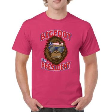 Imagem de Camiseta masculina Big foot for President Eleição Presidencial Americana Humor Voto Sasquatch Pop Culture Joke, Rosa choque, G