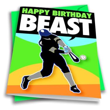 Imagem de Play Strong Baseball Beast Birthday Card 1-Pack (5x7) Baseball Sports Birthday Cards Greeting Cards- Awesome for Baseball Players, Coaches and Fans Birthdays, Gifts and Parties!