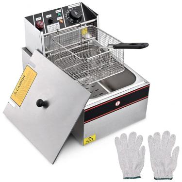 Imagem de Fritadeira Elétrica Profissional 12 Litros de Capacidade com Luvas, Aço Inoxidável, 110V 2500W, WeChef