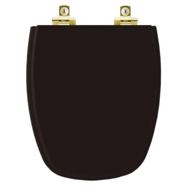 Imagem de Assento Sanitário com Fechamento Lento Monte Carlo Ébano (preto) para vaso Deca com Ferragem Dourada