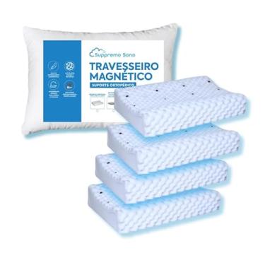 Imagem de Kit 4 Travesseiro Cervical Magnético com Infravermelho Longo Ortopédico Alivia Dor Coluna, Suppremo Sono