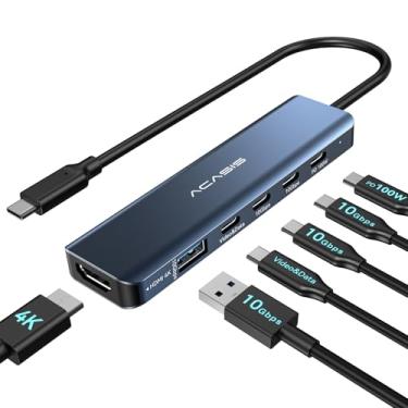 Imagem de ACASIS Divisor USB C com saída de vídeo 4K a 60Hz, hub USB C de 10 Gbps com 1 HDMI, 1 saída de vídeo USB C para monitor portátil, 3 x USB C 10 Gbps, 100 W PD, divisor adaptador multiportas para Dell