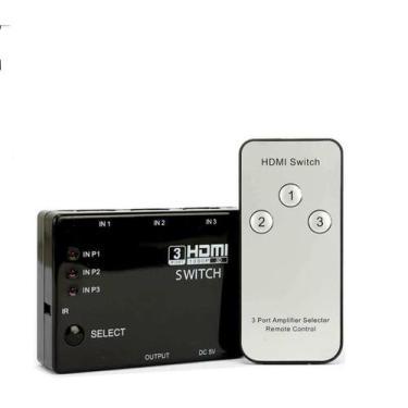Imagem de Hub Switch Hdmi 3 Portas Splitter Full Hd  E Controle Remoto - Importa