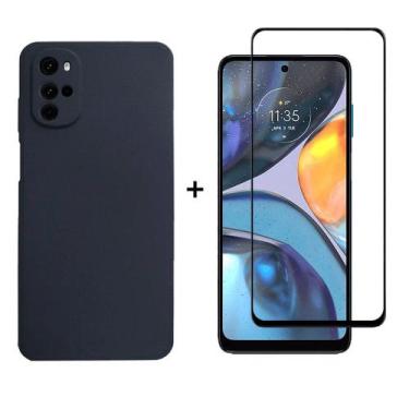 Imagem de Capa Case Silicone Aveludada Preta + Película 3d de Vidro Para Motorol