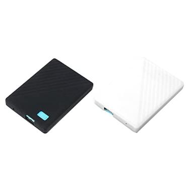 Imagem de Pacote com 2 capas protetoras de silicone líquido macio compatível com disco rígido externo portátil WD 1TB/2TB My Passport, à prova de choque, à prova de quedas, resistente a arranhões (preto +
