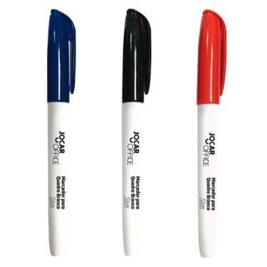 Imagem de Kit 3 Canetas Escreve e Apaga Azul Vermelho Preto  Marcador para Quadr