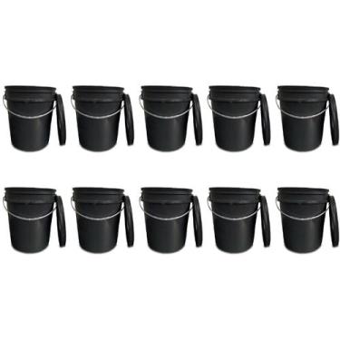 Imagem de Kit 10 Baldes 20 Litros Tampo Armazenamento Geral Alça Resistente Mult