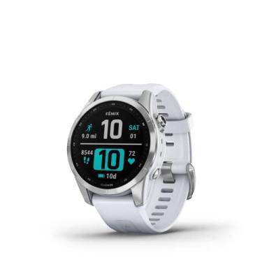 Imagem de Monitor Cardíaco de Pulso com GPS Garmin Fenix 7S Aço Inoxidável c/pulseira Branca EMEA/AUS/NZ/AFR/SAM