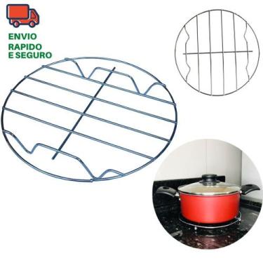 Imagem de Kit 6 Peças Descanso De Panela Suporte Aramado Circular De Metal Inox 