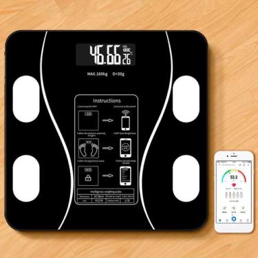Imagem de Balança Corporal Bioimpedância Bluetooth Vidro Preto - RELET