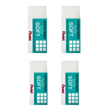 Imagem de Kit 4 Borrachas Pentel Hi-polymer Soft Profissional Pequena, Branco