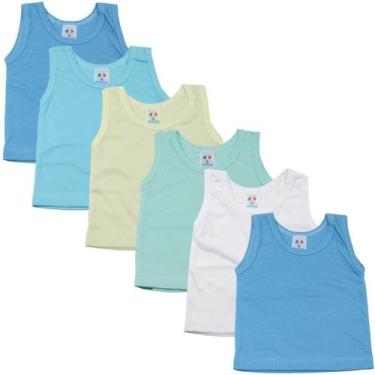 Imagem de Kit 6 camisetas de bebê 100% algodão regata little baby 320, M, Mascul