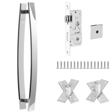 Imagem de Puxador Barra curvo 80cm + Fechadura Tetra 800 + Pivo Po - Concept Hom