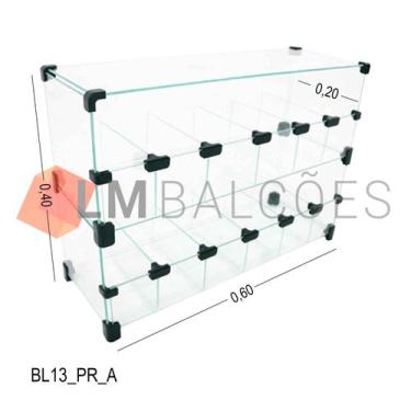 Imagem de Baleiro Expositor Preto de Vidro - 0,60 x 0,40 x 0,20m - LM Balcoes