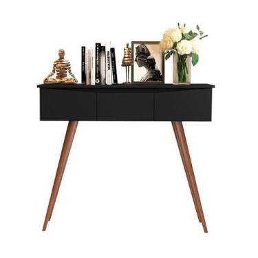 Imagem de Aparador slim retrô alto parise 3 gavetas desing unico pés de madeira 