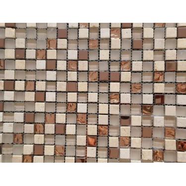 Imagem de Pastilha de vidro com pedra e metal GS552 - GLASS STONES ROSE GOLD 30x