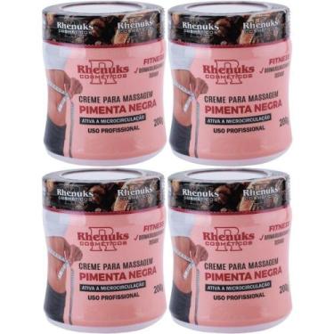 Imagem de Kit com 4 Creme Pimenta Negra Elimina Estrias e Celulites - Rhenuks