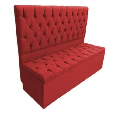 Imagem de Kit Cabeceira com Baú Mirage Capitonê 90 cm Suede Marsala - Biselo's D