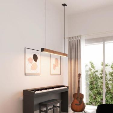 Imagem de  Pendente Horizontal LED Safira 36W 4000lm Bivolt - Madeira Maciça  - 