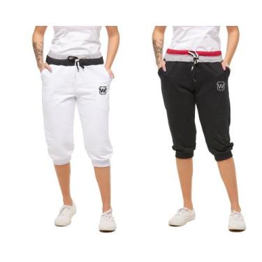 Imagem de Kit com 02 bermudas de moletom feminina wooks saruel skinny, G, B1, Br