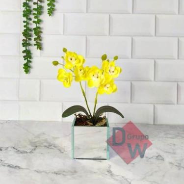 Imagem de Arranjo de Orquídea Artificial Com Vaso de Vidro Espelhado - Melhores 