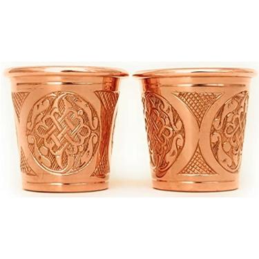 Imagem de DEDE Copper - 2023 CC Series 59 g (conjunto de 2) copos de dose de tequila/vodka, mini copo de mule de Moscou, mini copos feitos à mão sem forro sem revestimento de cobre sólido puro puro para