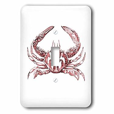 Imagem de 3dRose lsp_164894_1 Desenho de caranguejo vermelho Nautical Beach Sea Ocean Theme Vintage Art Single Toggle Switch