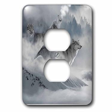 Imagem de 3D Rose LSP_252104_6 Fantasy Wolf Wolves Animal com Nuvens 2 Tomadas Tampa