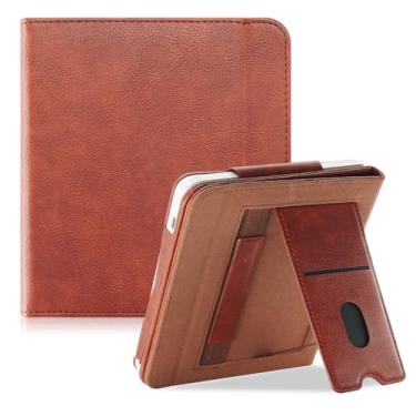 Imagem de Yiernuo Capa compatível com Kobo Libra Color & Kobo Libra 2 e-Reader, capa protetora com compartimento para cartões, alça de mão e suporte, marrom