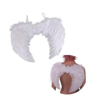 Imagem de Fantasia Asa de Anjo Branca Penas Artificiais 40cm x 55cm - Lynx produ