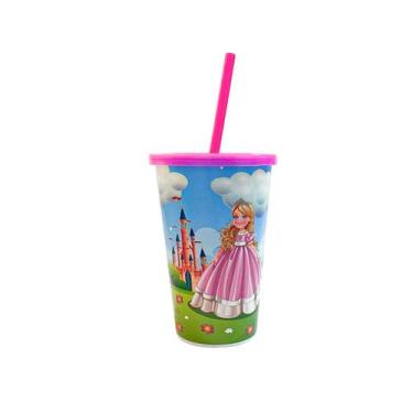 Imagem de Copo Plástico com Tampa e Canudo 550ml Estampa Carro - Usual Utilidade