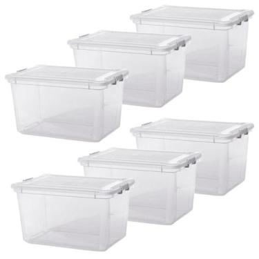 Imagem de Kit com 6 Caixa Organizadora C/Tampa Multiuso Plástico 50Litros - Plas