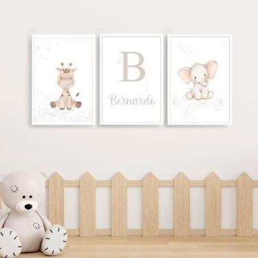 Imagem de 3 Quadros Infantil Ursinho Príncipe - FlorEllas, Safari Nude