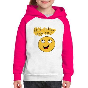 Imagem de Moletom Infantil This Is How Eye Roll - Foca na Moda, Branco, Rosa, 12