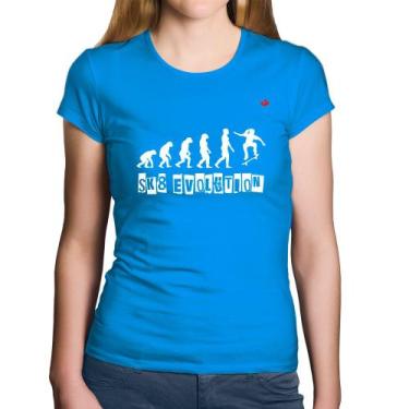 Imagem de Baby Look Algodão SK8 Evolution Girl - Foca na Moda, Azul, G