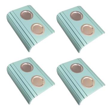 Imagem de Kit 04un Esteiras Para Braço De Sofá Com Porta Copos Alumínio Azul Beb