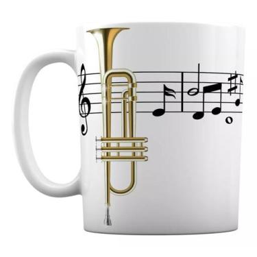Imagem de Caneca Instrumento Musical Trompete Notas Musicais Música - GMH