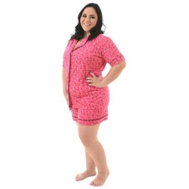 Imagem de Pijama Feminino Americano Plus Size  - Prikéta Pijamas, Rosa poá, G1