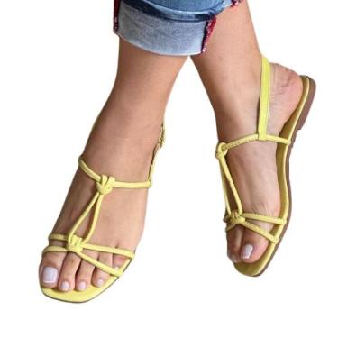 Imagem de Sandália Rasteirinha Salto Baixo Feminina Maria - Maria., Verde, Limão