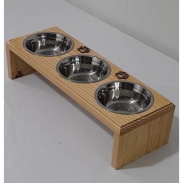 Imagem de Comedouro Cachorro Triplo Com 3 Tigelas de Inox Facilita Higienização 