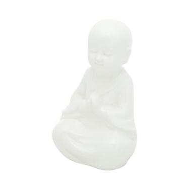 Imagem de Budha Decorativo De Cerâmica Boy Branco 11x9x16cm - Urban