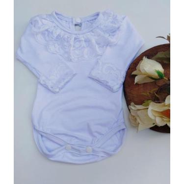 Imagem de Body Bebê Branco Manga Longa de Renda - Top Baby, Branco, GG