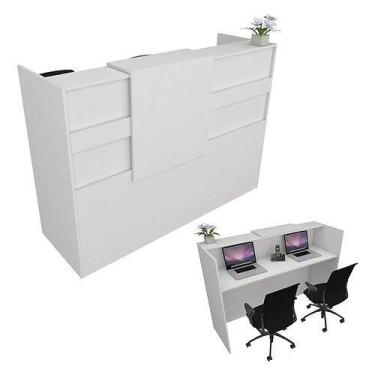 Imagem de Balcão Recepção Caixa 154cm Branco Alto Padrão 100% Mdf Modelo 1.1 - M