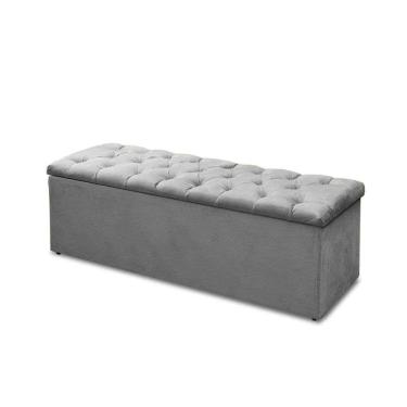 Imagem de Baú Recamier Casal Suede Cinza 47x138x51