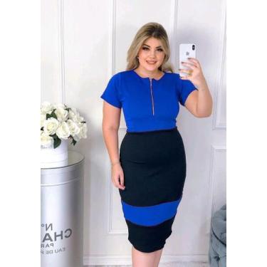 Imagem de Vestido Midi Biocolor zíper Moda Feminina Evangélica - Miss Flower, Az